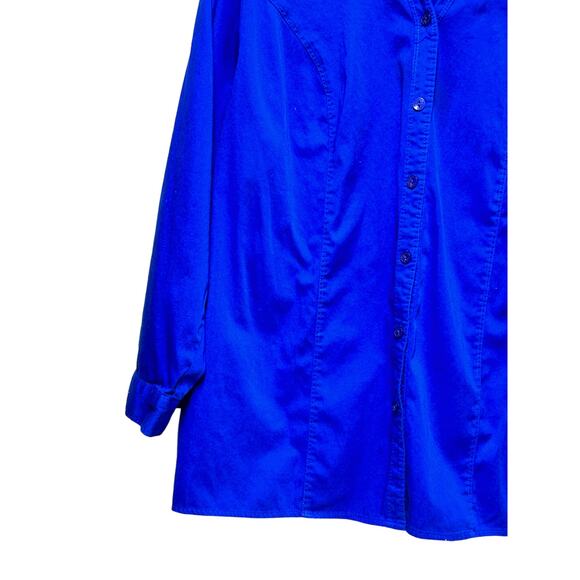 Catherines Casual Button Down 1X Sapphire Blue Shirt - Picture 8 of 8